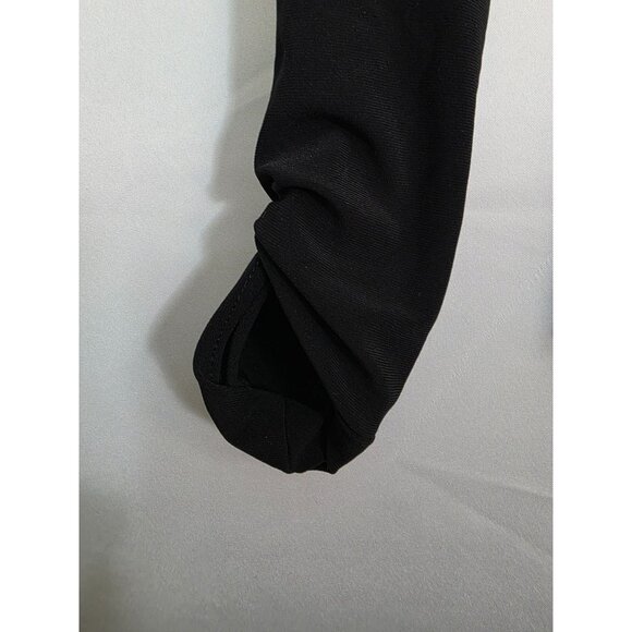 Joseph Ribkoff Black Folded Collar Solid Ruched Shirt Blouse Top 6 - Picture 3 of 5